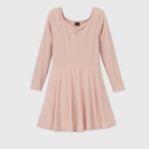 Girls Rib-Knit Long Sleeve Dress - art class Pink